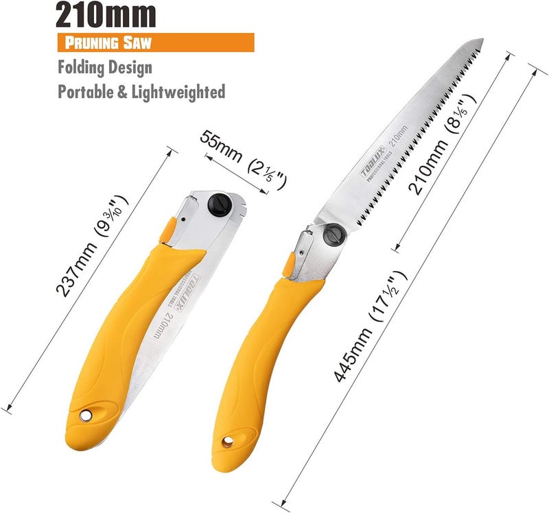 Toolux 8 Inch Folding Saw, SK5 Steel Pruning Hand Saw, Camping Saw for Smooth Cutting, Camping, Gardening, Tree Pruning, Wood Cutting, Compact Design with Non-Slip Ergonomic Handle for Outdoor Use - Image 3